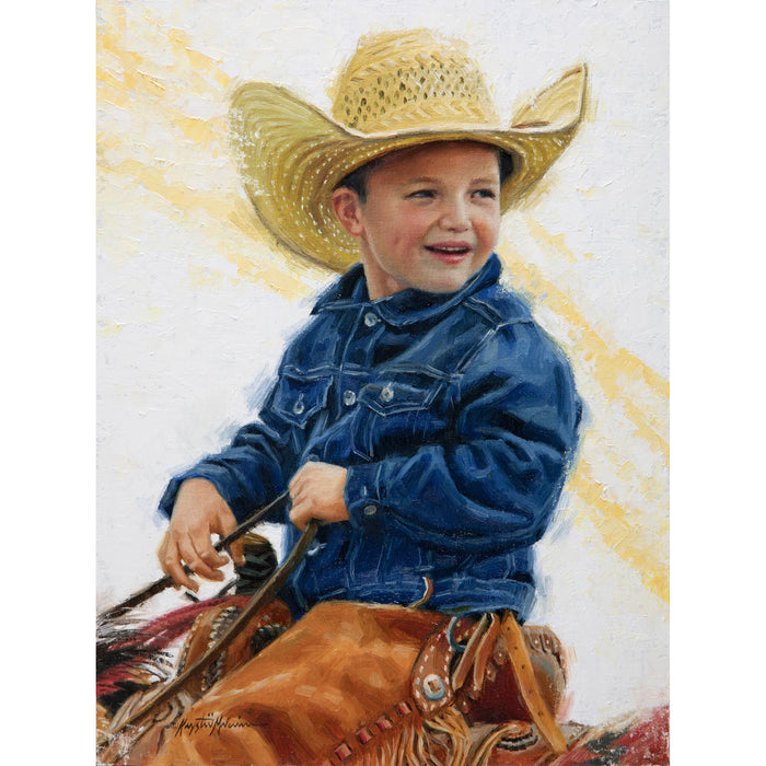 A Big Hat To Fill ~ 12"x9" ~ Big Horn Galleries