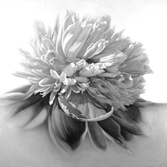 Big Blue Peony ~ Black & White Print