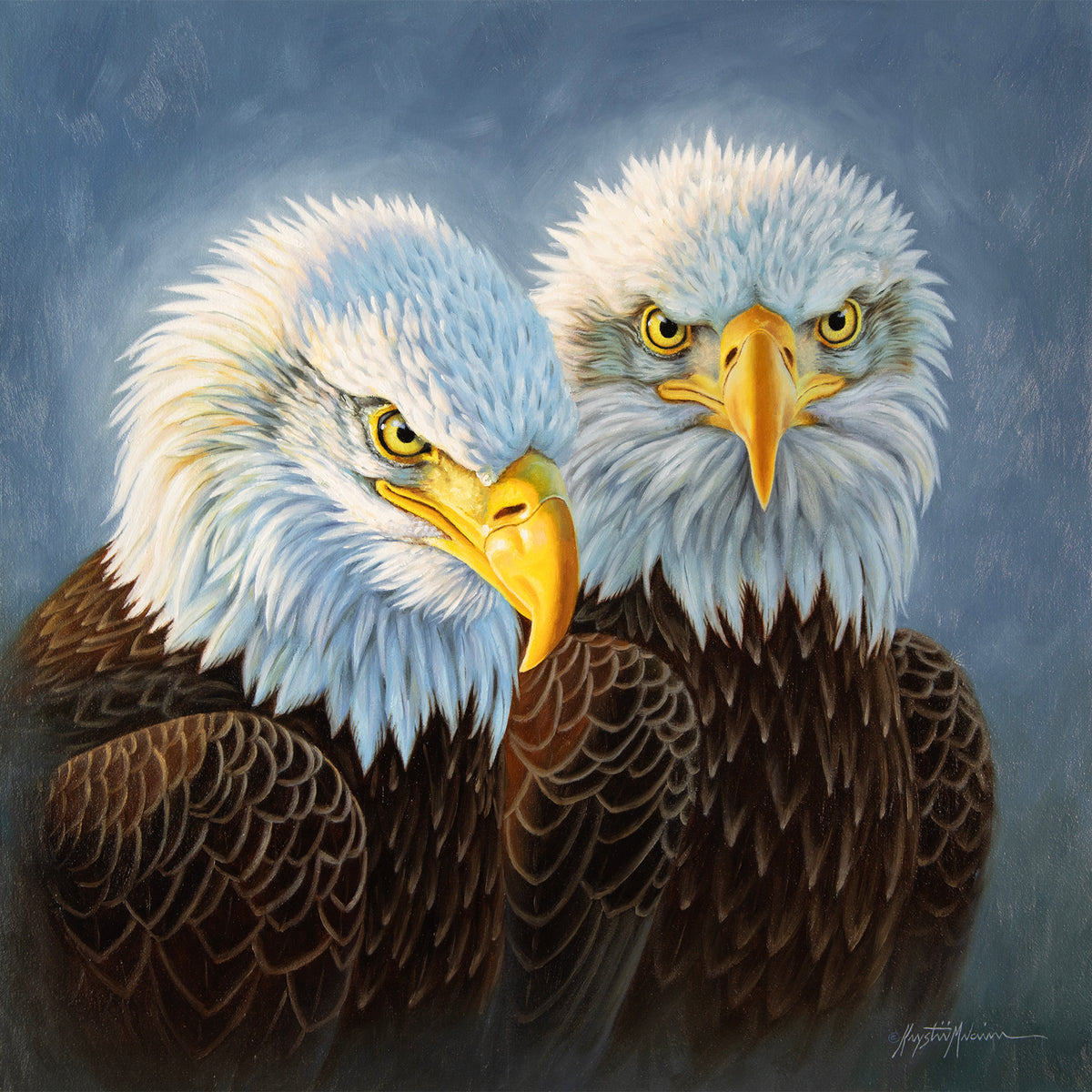 Sold ~ Anunkhasanpi - Bald Eagles, Lakota 18"x18" ~ Quest for the West