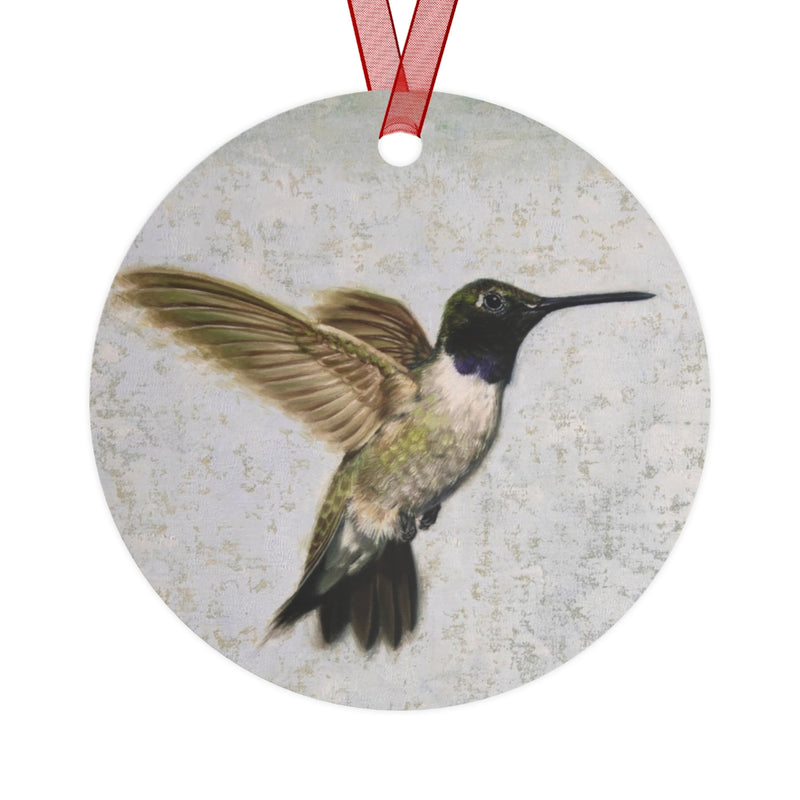 Hover Hummingbird Metal Christmas Ornament