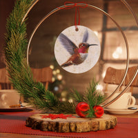 Feisty Hummingbird Metal Christmas Ornament