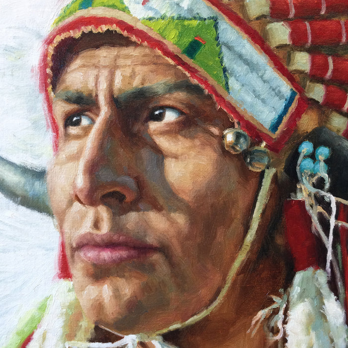 SOLD Wokcan Wichasa - Visionary, Lakota ~ 30"x30" ~ Mountain Trails Gallery Bozeman