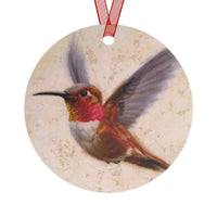 Feisty Hummingbird Metal Christmas Ornament